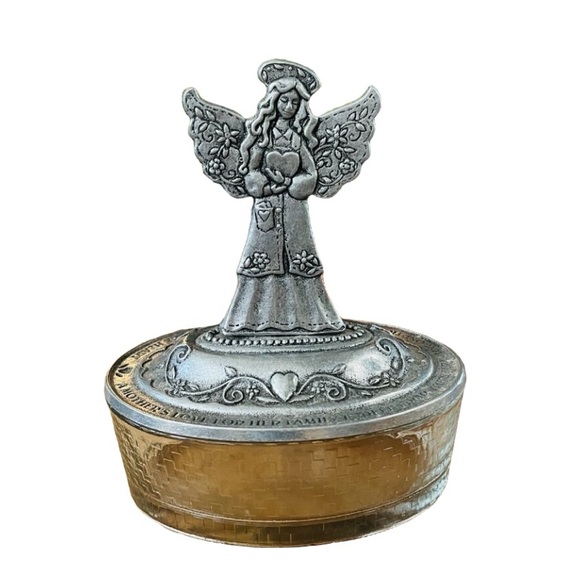 Vintage Pewter and Glass Angel Candy Dish - Picture 4 of 14